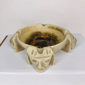 Vintage Mexican RECUERDO DE YUCATAN Souvenir Ashtray Mayan Aztec Southwestern